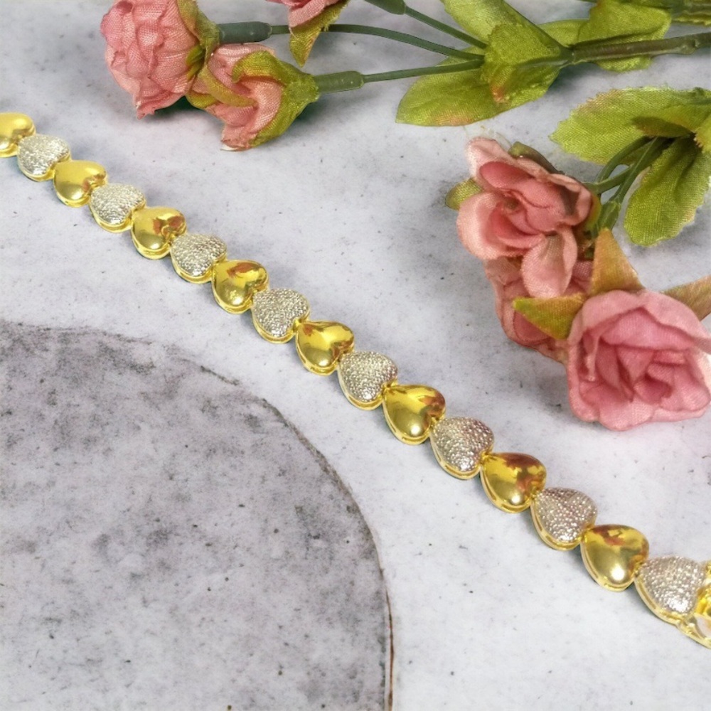 Diamond Accent Fine Silver Plate Gold Tennis Bracelet